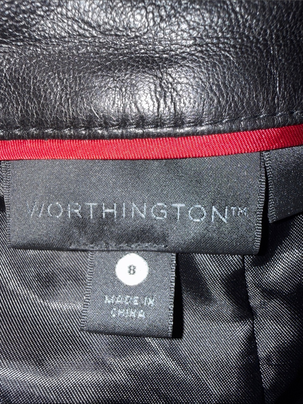 Worthington Black Lambskin Real Leather Pencil Midi Skirt Size 8 Zip Accent⁠ - Picture 9 of 10